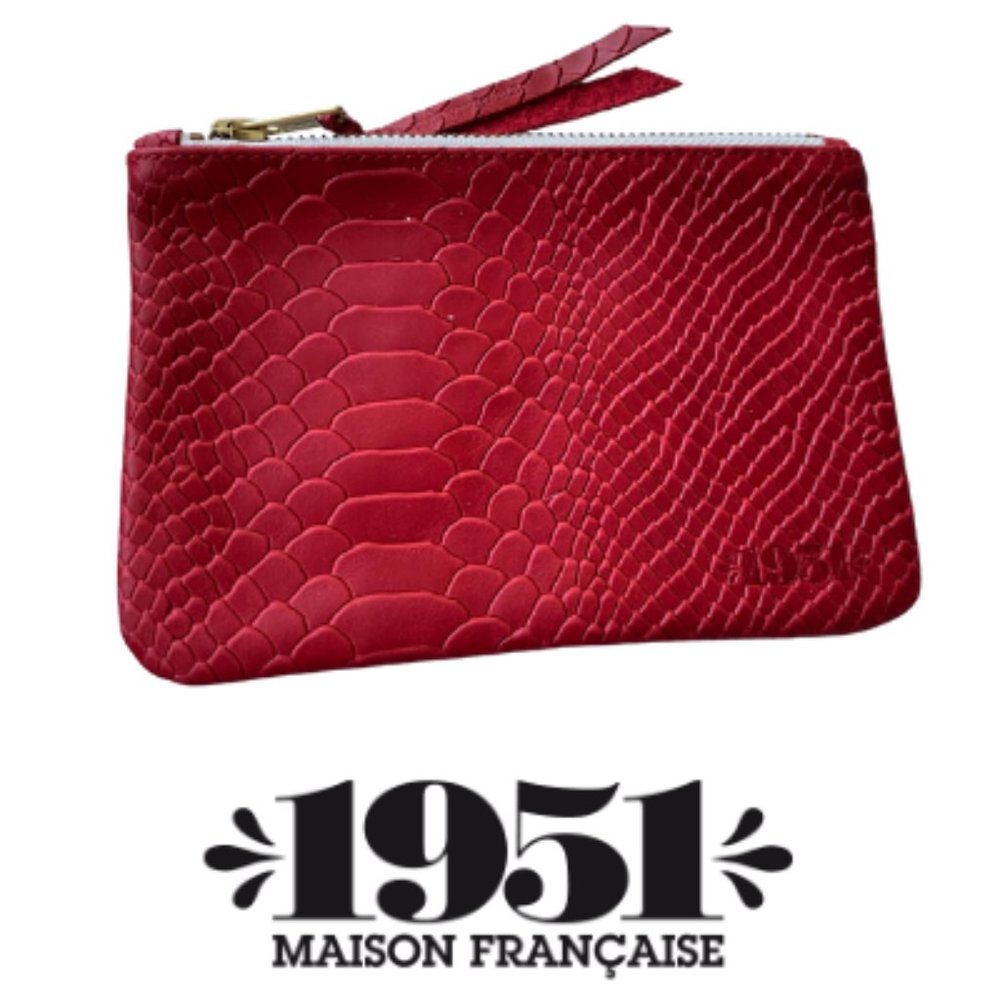 1951 Maison Francaise Red Python Clutch  MEDIUM